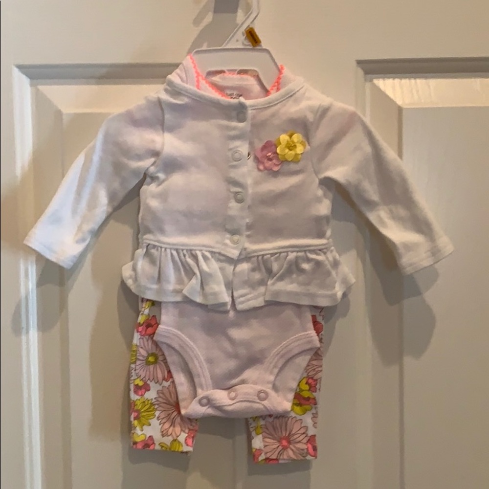 Baby matching onesie pant set with sweater
